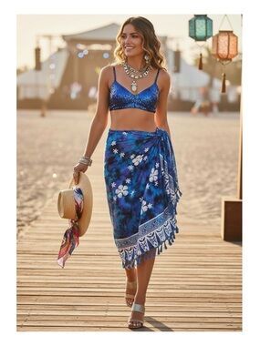 Turks and Caicos ꕥ Butterfly Tie Dye Pareo Sarong ꕥ Large Scarf ꕥ Purple + Teal